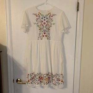 moira floral embroidered dress in navy